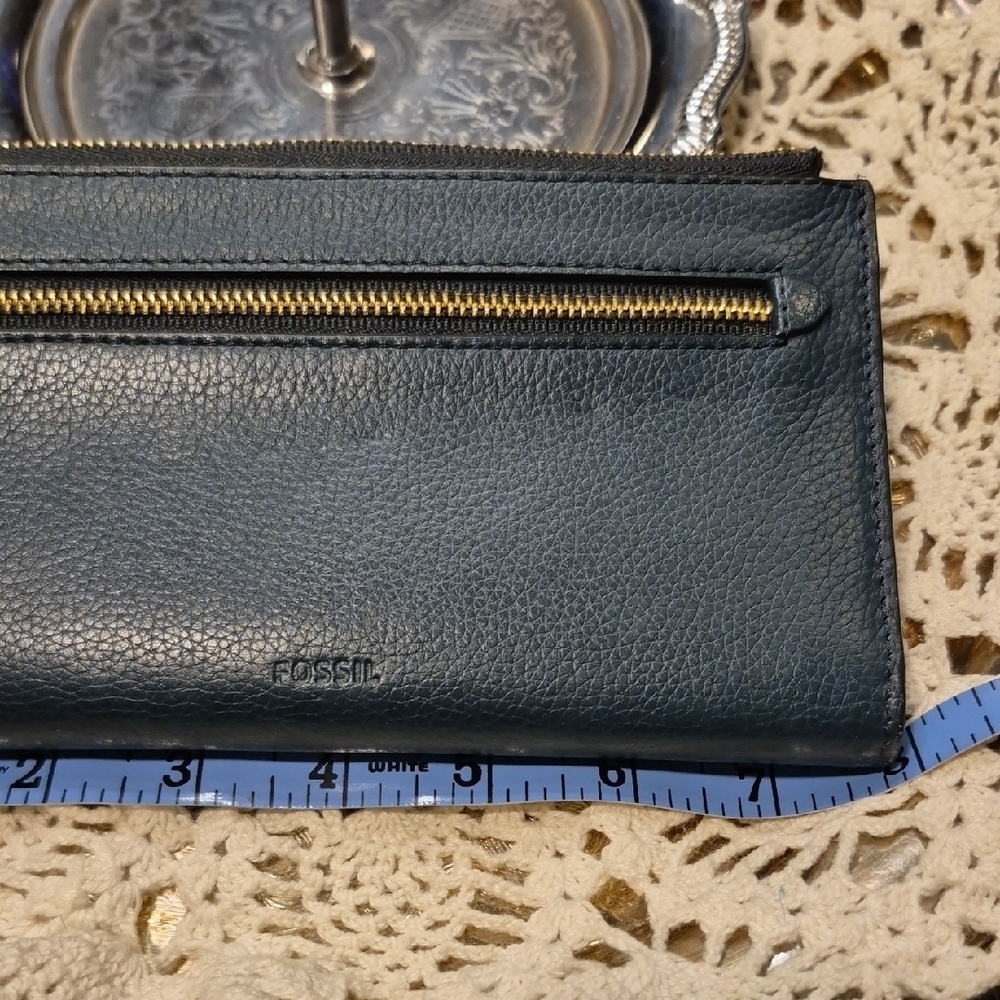 Fossil Dark Green Teal Leather Wallet - Picture 8 of 12